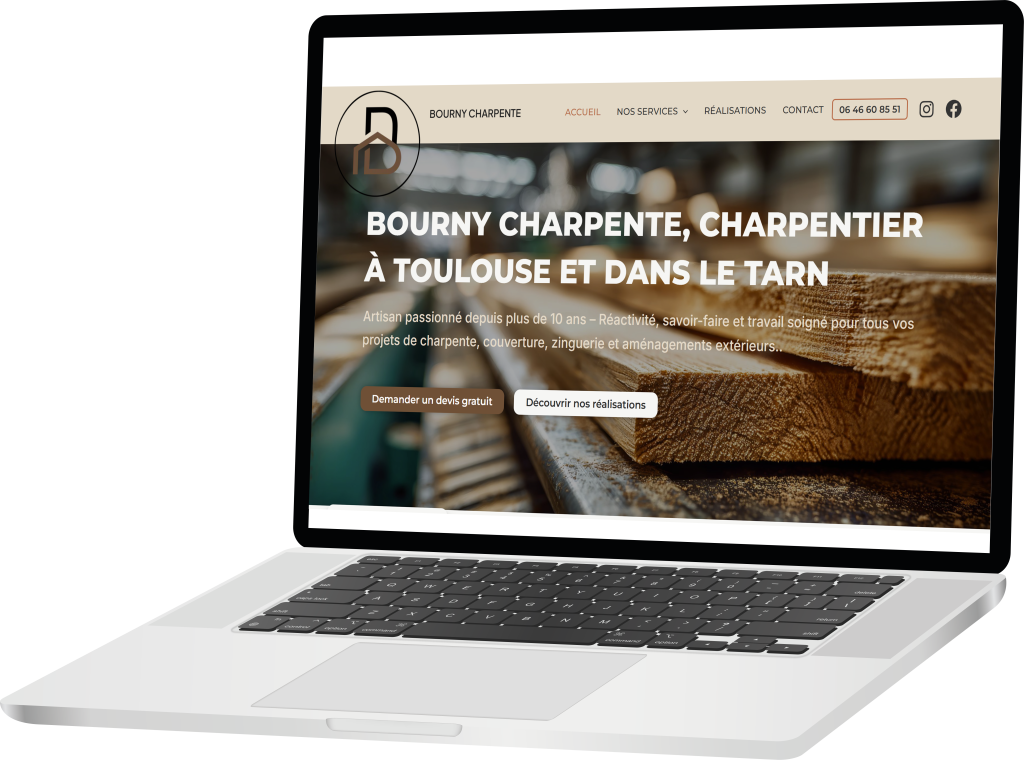 capture d'écran page d'accueil bourny charpente